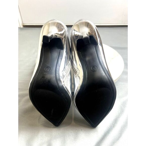 A New Day Women's Shandra Ankle Boots Patent Leather Silver Pointy Toe SZ 9:NWOB - Picture 14 of 14